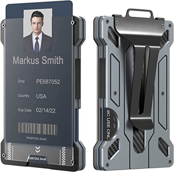 Men's Slim Aluminum Wallet ID Badge Card Holder RFID Blocking