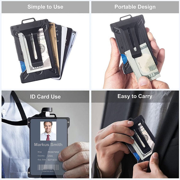 Men's Slim Aluminum Wallet ID Badge Card Holder RFID Blocking