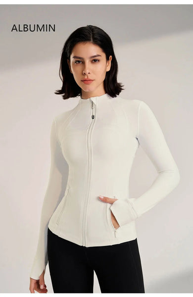 Women Slim Fit Yoga Jacket Elastic Fitness Top