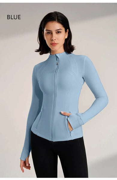 Women Slim Fit Yoga Jacket Elastic Fitness Top