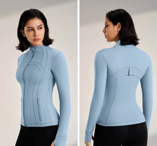 Women Slim Fit Yoga Jacket Elastic Fitness Top