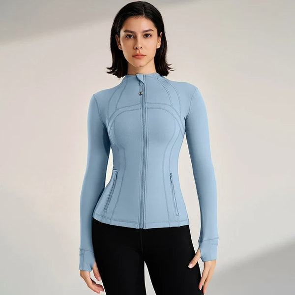 Women Slim Fit Yoga Jacket Elastic Fitness Top