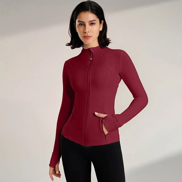 Women Slim Fit Yoga Jacket Elastic Fitness Top