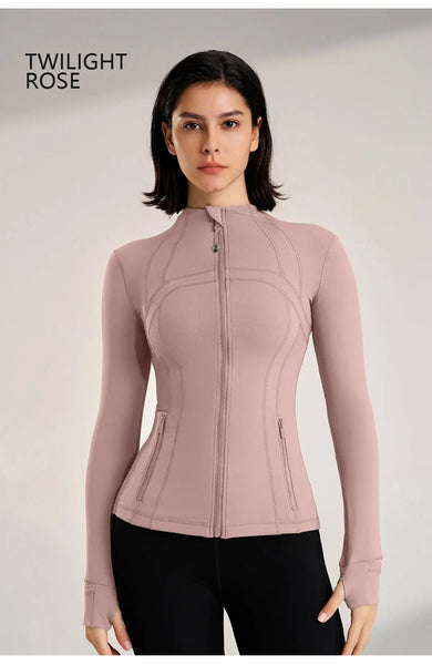 Women Slim Fit Yoga Jacket Elastic Fitness Top