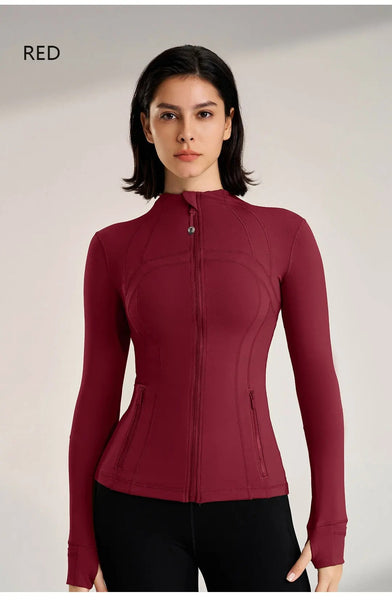 Women Slim Fit Yoga Jacket Elastic Fitness Top