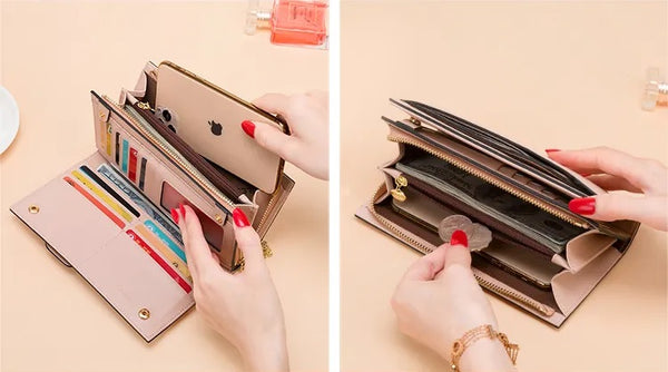 Women Soft Leather Long Wallet Card Holder Phone Purse