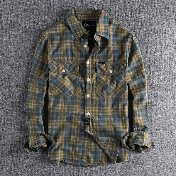 Mens Cotton Flannel Shirt Long Sleeve