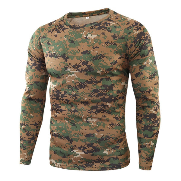 Tactical Mens Camouflage T-Shirt Long Sleeve