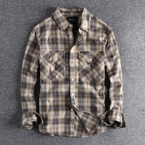 Mens Cotton Flannel Shirt Long Sleeve