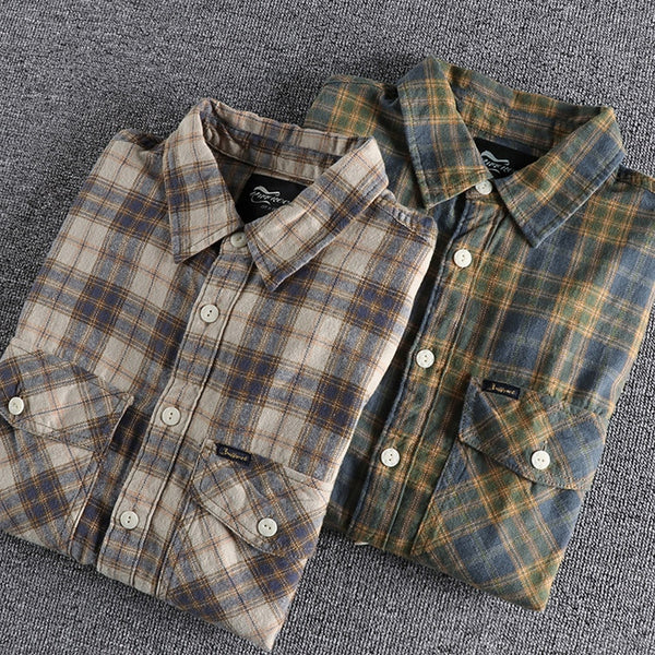 Mens Cotton Flannel Shirt Long Sleeve