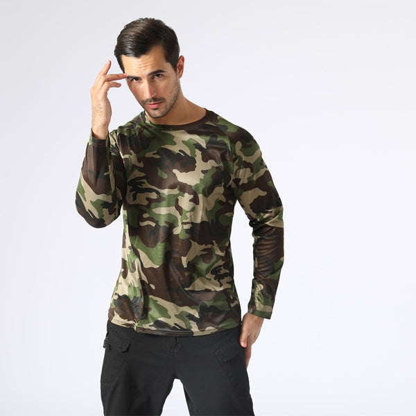 Tactical Mens Camouflage T-Shirt Long Sleeve