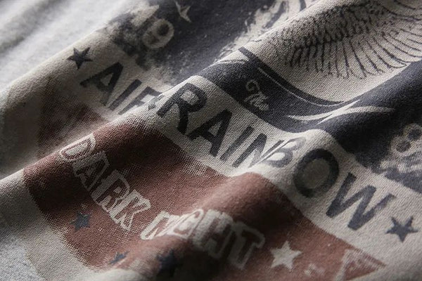 Mens Retro Printed Cotton T-Shirt Short Sleeve