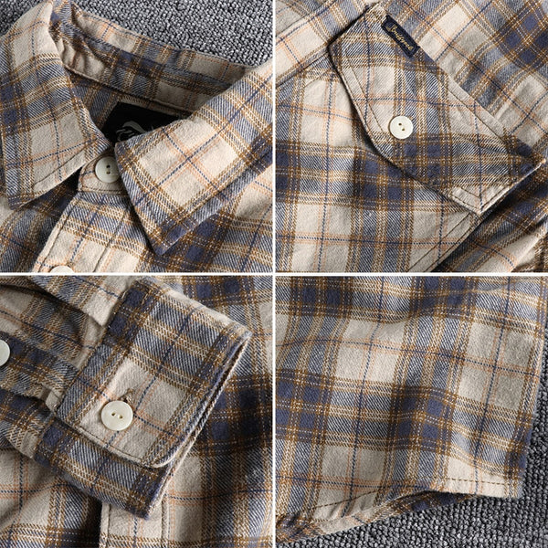 Mens Cotton Flannel Shirt Long Sleeve