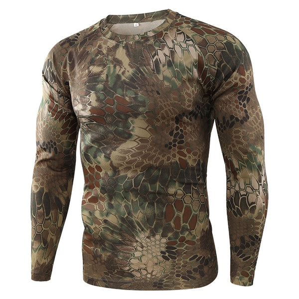 Tactical Mens Camouflage T-Shirt Long Sleeve