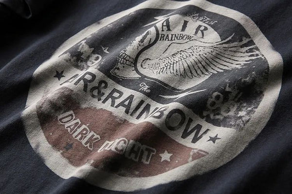 Mens Retro Printed Cotton T-Shirt Short Sleeve