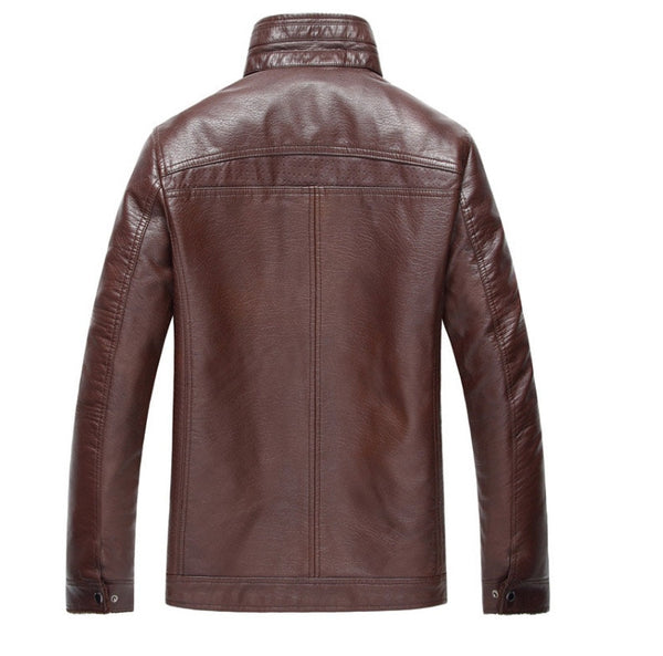 Mens PU Faux Leather Thick Winter Fleece Jacket