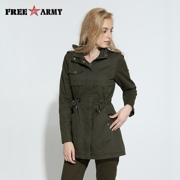 Women Vintage Military Trench Coat