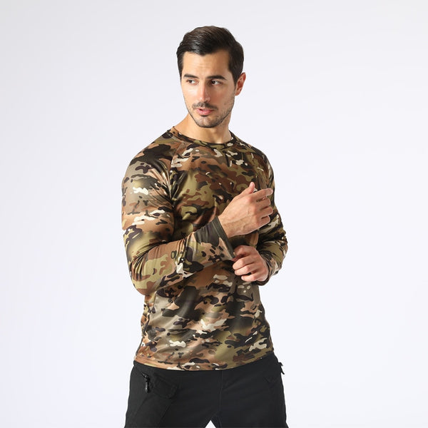 Tactical Mens Camouflage T-Shirt Long Sleeve