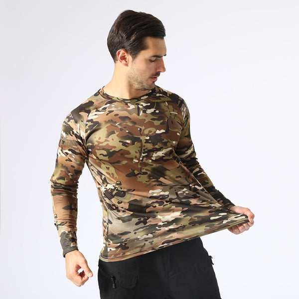 Tactical Mens Camouflage T-Shirt Long Sleeve