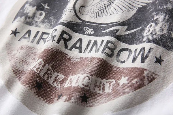 Mens Retro Printed Cotton T-Shirt Short Sleeve