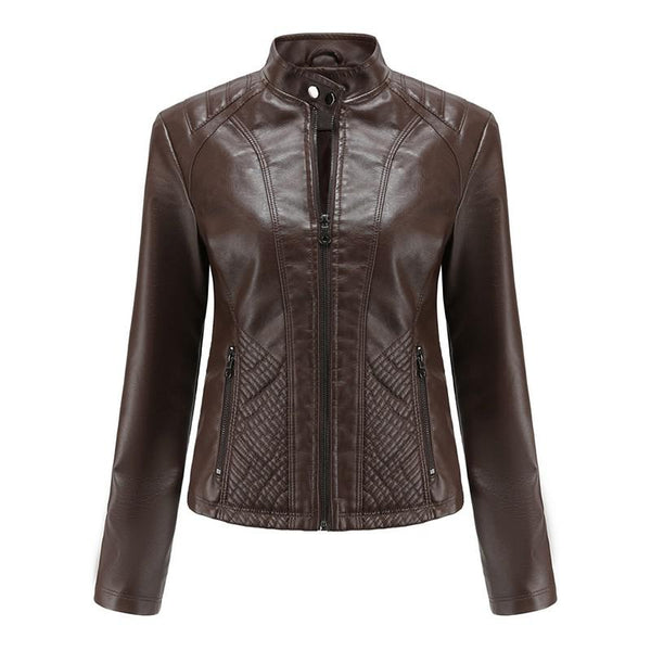 Women PU Faux Leather Street Casual Biker Jacket