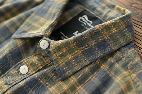 Mens Cotton Flannel Shirt Long Sleeve