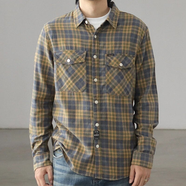 Mens Cotton Flannel Shirt Long Sleeve