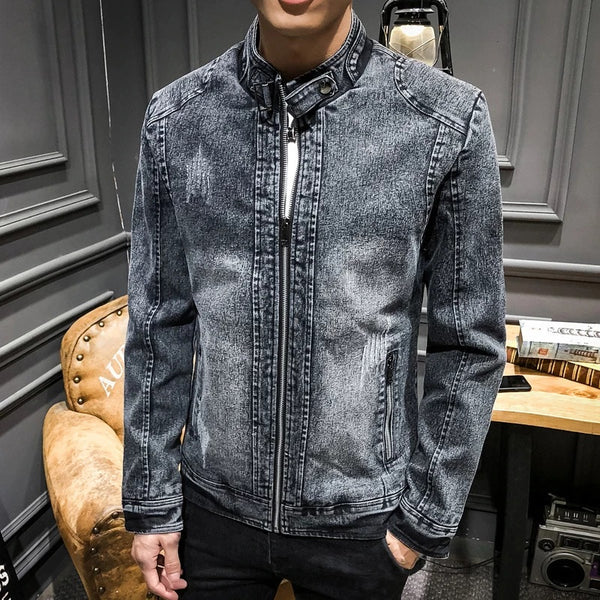 Mens New Trend Casual Slim Fit Denim Jacket