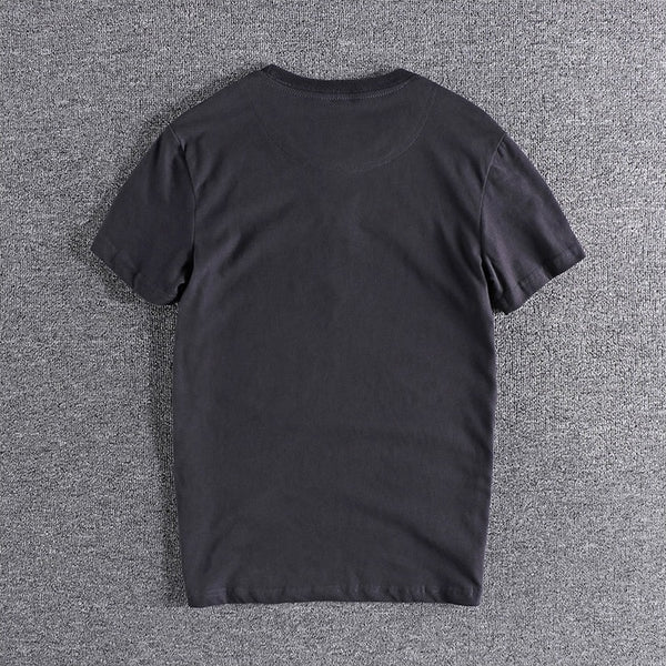 Mens Retro Printed Cotton T-Shirt Short Sleeve