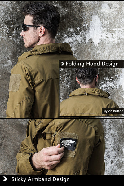 Tactical Mens M65 Windbreaker Military Field Jacket Rip-Stop Waterproof