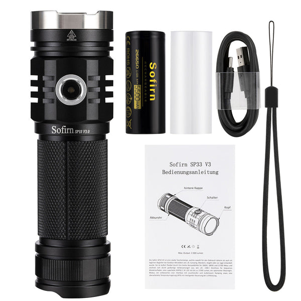 SP33 V3 LED Flashlight Cree XHP50.2 USB-C Direct Charge 3500lm