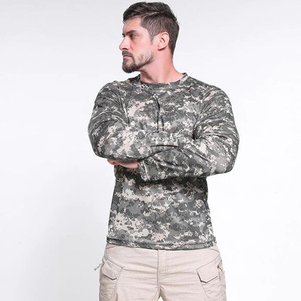 Tactical Mens Camouflage T-Shirt Long Sleeve