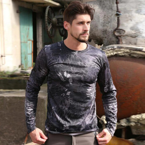 Tactical Mens Camouflage T-Shirt Long Sleeve