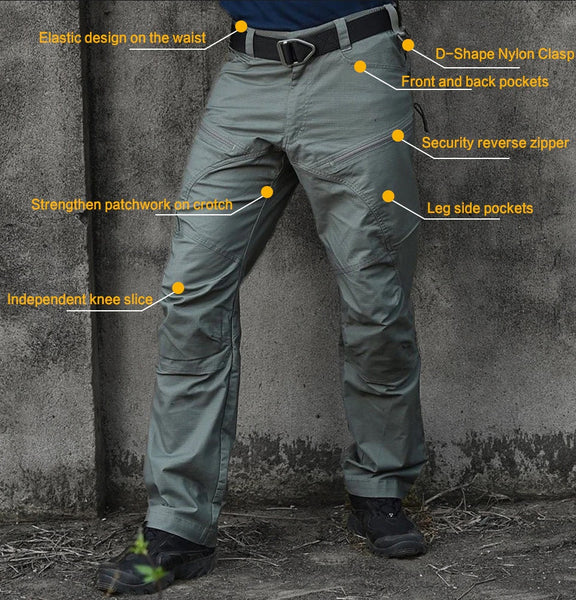 Tactical Mens Cargo Pants Urban Trousers Ripstop Waterproof
