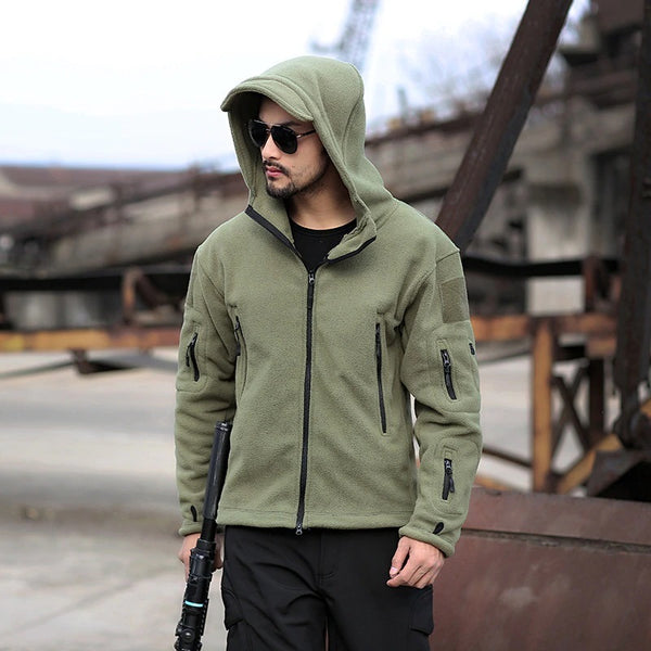 Tactical Mens Hooded Fleece Jacket