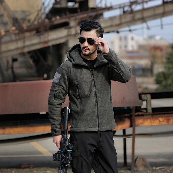 Tactical Mens Hooded Fleece Jacket