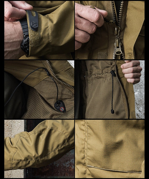 Tactical Mens M65 Windbreaker Military Field Jacket Rip-Stop Waterproof
