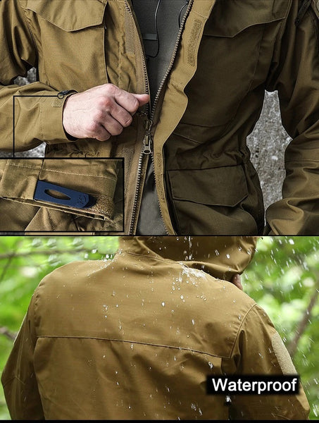 Tactical Mens M65 Windbreaker Military Field Jacket Rip-Stop Waterproof