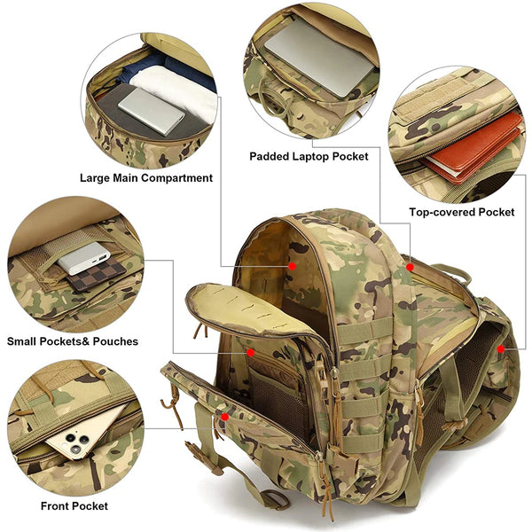 Tactical MOLLE Multi-compartment Military Backpack Waterproof 36L