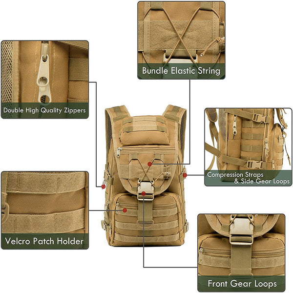 Tactical MOLLE Multi-compartment Military Backpack Waterproof 36L