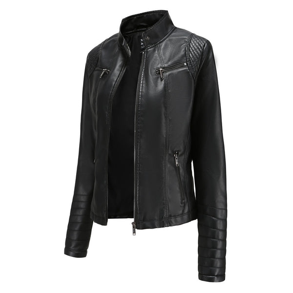 Women PU Faux Leather Autumn Biker Jacket