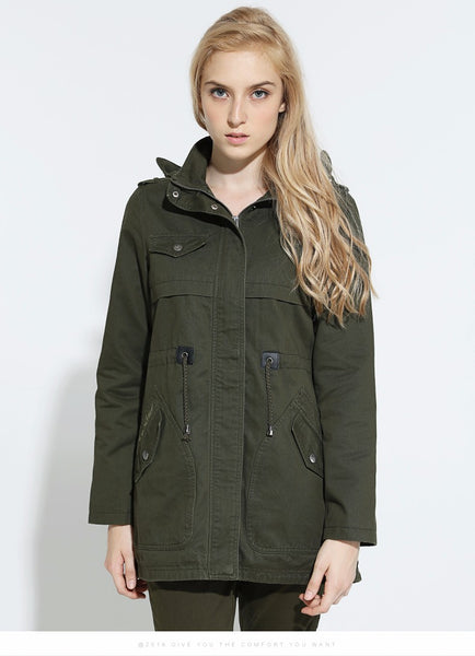 Women Vintage Military Trench Coat