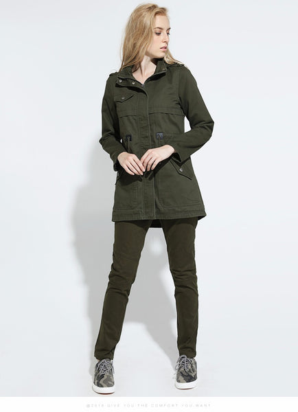 Women Vintage Military Trench Coat