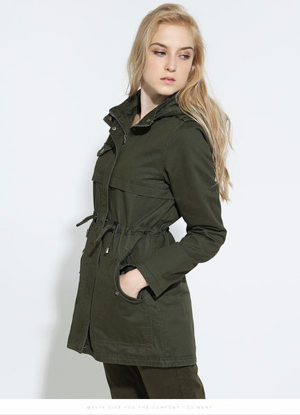 Women Vintage Military Trench Coat