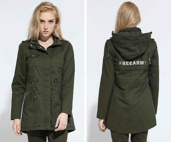 Women Vintage Military Trench Coat