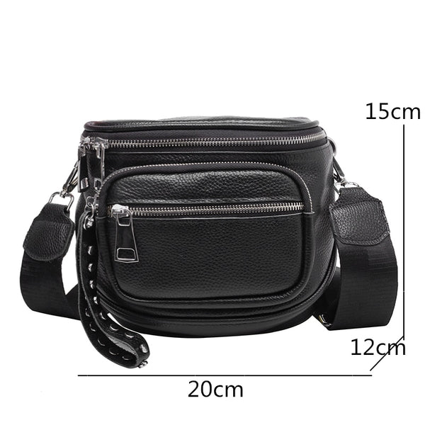 Women Genuine Leather Multi-Pocket Crossbody Shoulder Bag