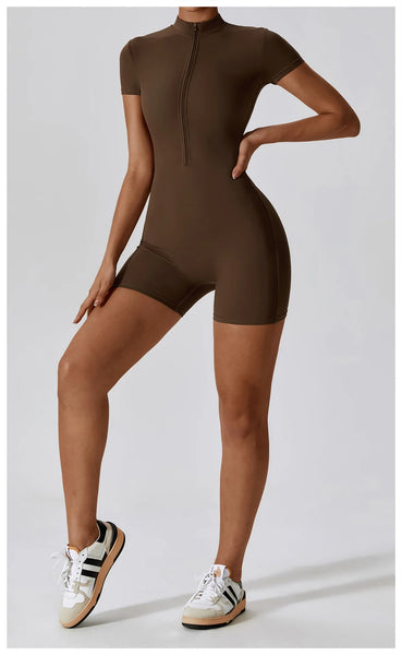 Women One-Piece Fitness Training Mid-Thigh Bodysuit