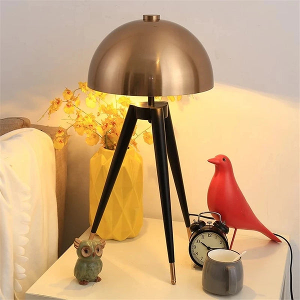 Postmodern Dome Head Tripod Floor Lamp E14 All-Metal Standing Light