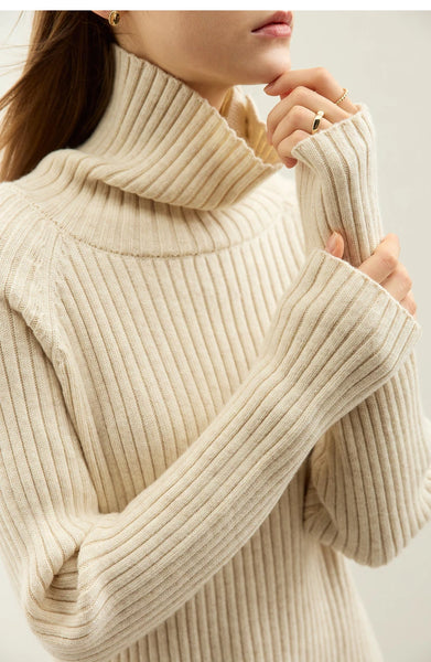 Women Turtleneck Pullover Raglan Sleeve Sweater