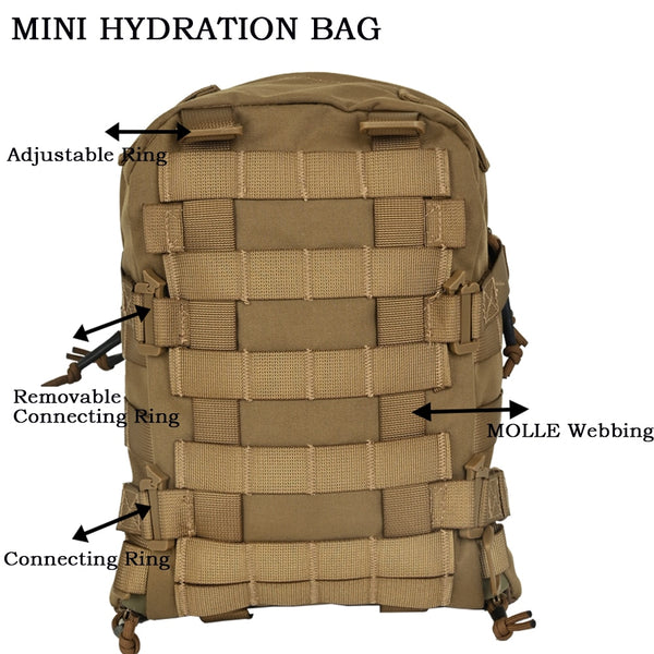 Tactical MOLLE Mini Hydration Water Bladder Carrier Attachment Pack